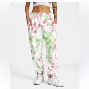 RVCA Pink and Green Tie-Dye Pants